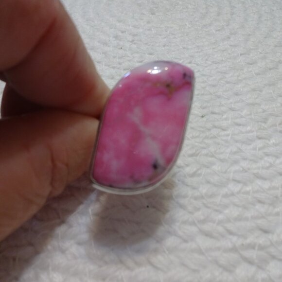 Stunning PINK DENDRITE OPAL Handmade Sterling 925 Ring Size 12.75 #938C - Picture 2 of 3